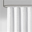 Pemberly Row Polyester Woven Clipped Solid Shower Curtain in White