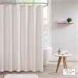 Pemberly Row Cotton Jacquard Pom Pom Shower Curtain in Ivory