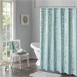 Pemberly Row Polyester Microfiber Shower Curtain in Aqua Blue/Silver