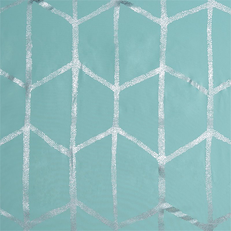 Pemberly Row Polyester Microfiber Shower Curtain in Aqua Blue/Silver