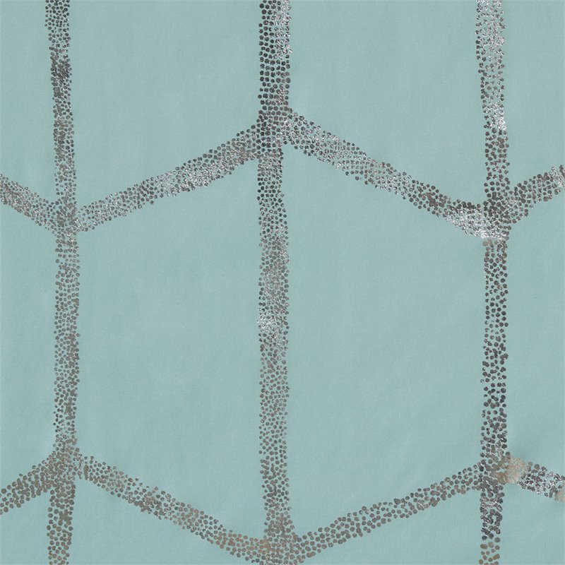 Pemberly Row Polyester Microfiber Shower Curtain in Aqua Blue/Silver