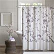 Pemberly Row Cotton Printed Cherry Blossom Shower Curtain in Purple