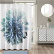 Pemberly Row Contemporary Cotton Printed Shower Curtain in Aqua Blue