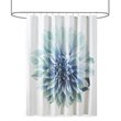 Pemberly Row Contemporary Cotton Printed Shower Curtain in Aqua Blue