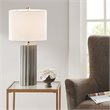 Pemberly Row Contemporary Fabric and Ceramic Table Lamp in Gray