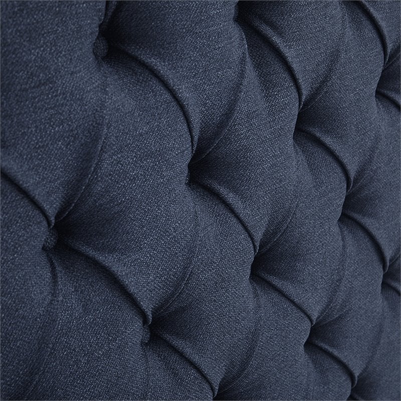 Pemberly Row Wood and Polyester Fabric Queen Headboard in Navy