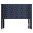 Pemberly Row Wood and Polyester Fabric Queen Headboard in Navy