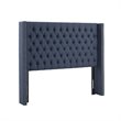 Pemberly Row Wood and Polyester Fabric King Headboard in Navy