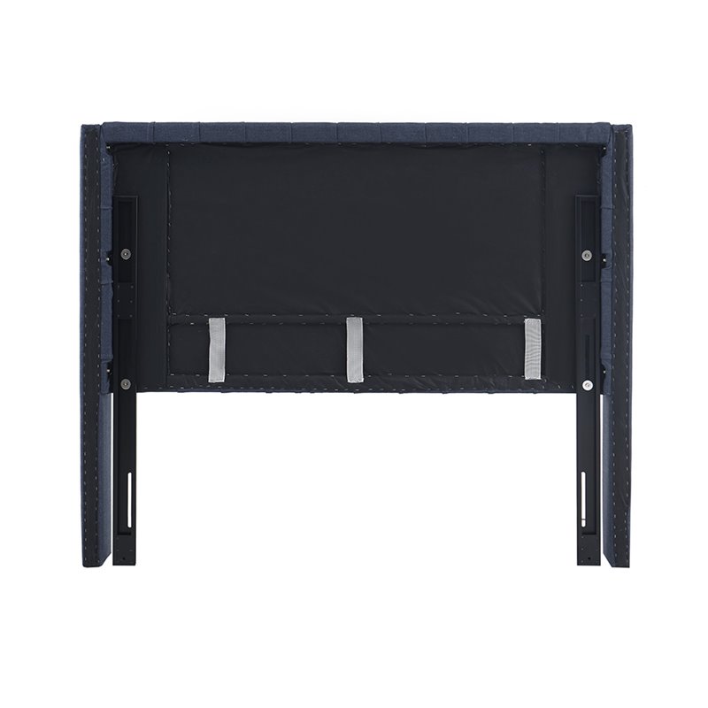 Pemberly Row Wood and Polyester Fabric King Headboard in Navy