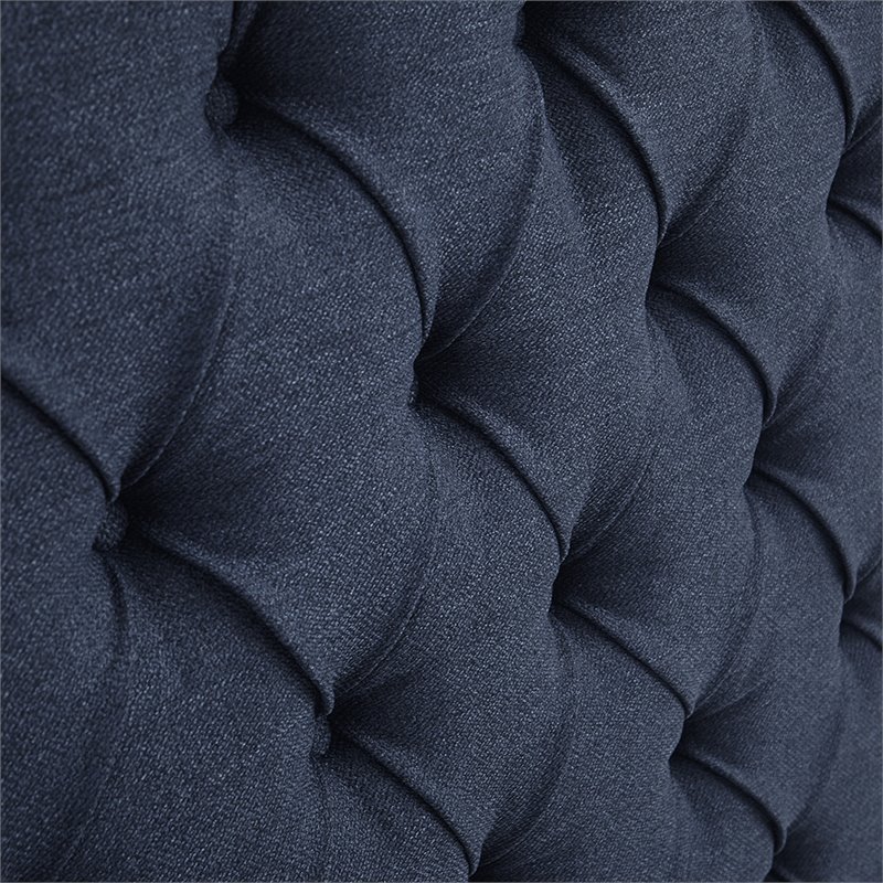 Pemberly Row Wood and Polyester Fabric King Headboard in Navy
