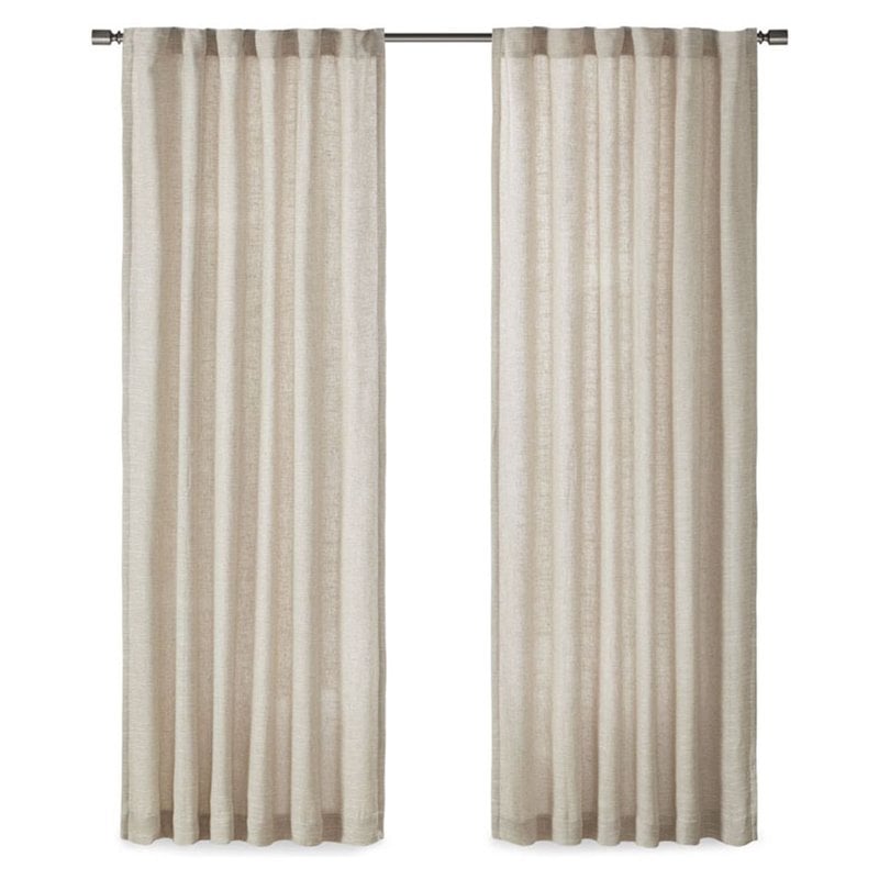 Pemberly Row Polyester Rod Pocket Panel with Fleece Lining in Natural