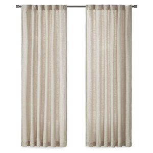 Pemberly Row Polyester Rod Pocket Panel with Fleece Lining in Natural