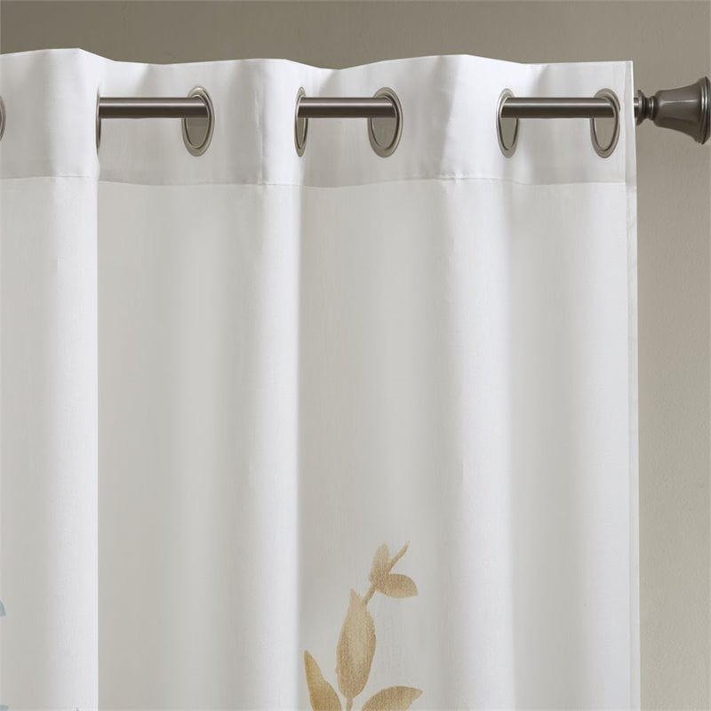 Pemberly Row Contemporary Polyester Burnout Window Panel in White/Yellow