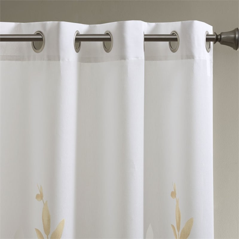 Pemberly Row Contemporary Polyester Burnout Window Panel in White/Yellow