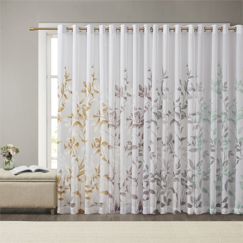 Pemberly Row Contemporary Polyester Burnout Window Panel in White/Yellow