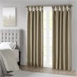 Pemberly Row Faux Silk Twist Tab Blackout Window Curtain in Bronze