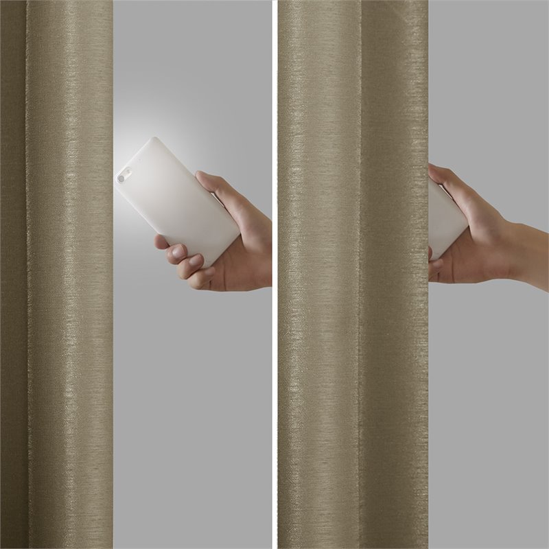 Pemberly Row Faux Silk Twist Tab Blackout Window Curtain in Bronze