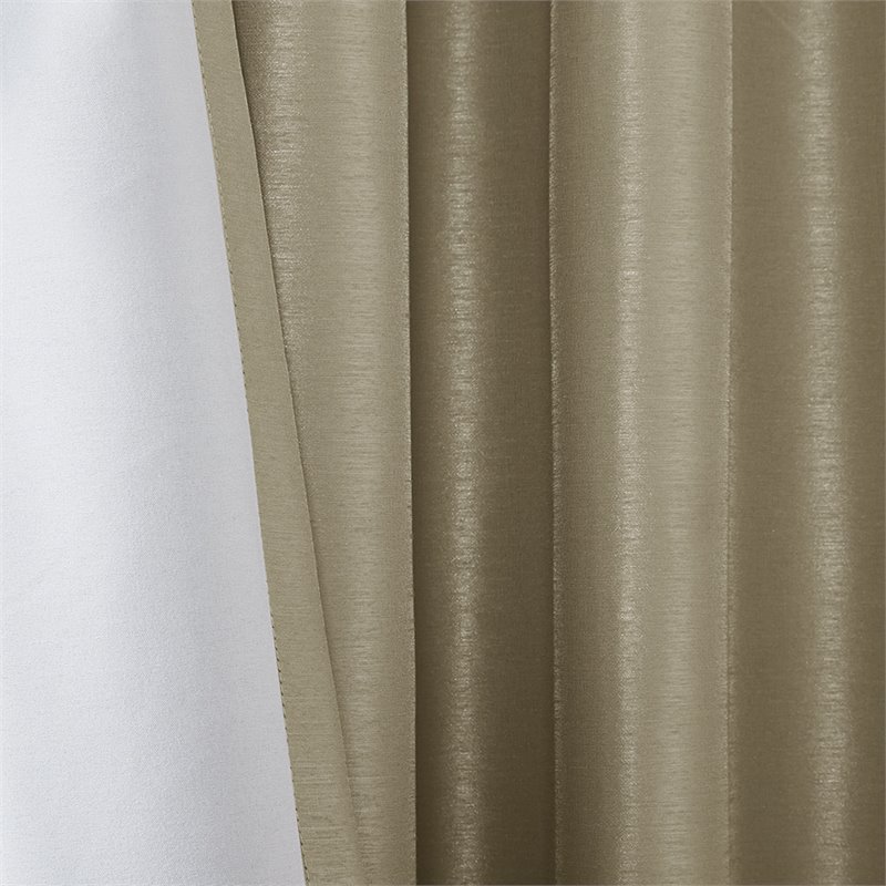 Pemberly Row Faux Silk Twist Tab Blackout Window Curtain in Bronze