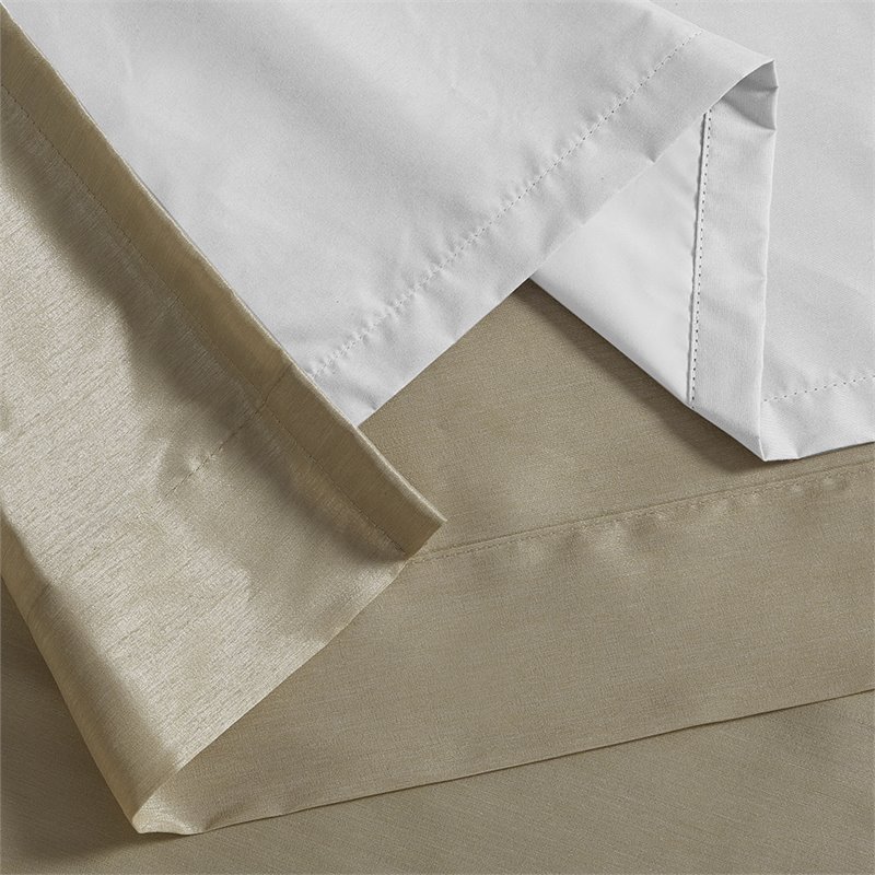Pemberly Row Faux Silk Twist Tab Blackout Window Curtain in Bronze