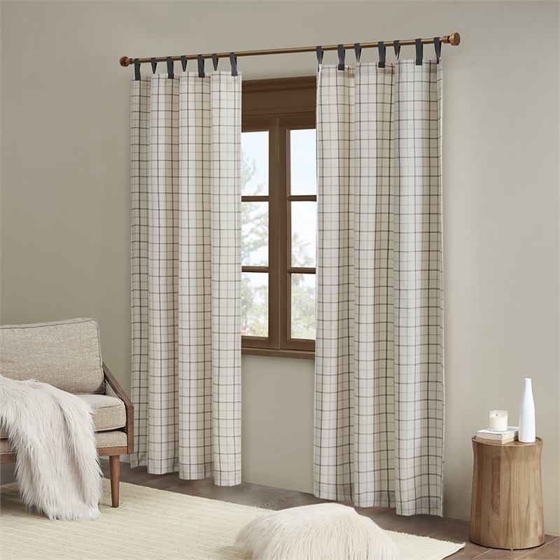 Pemberly Row Polyester Tab Top Panel with Fleece Lining in Natural