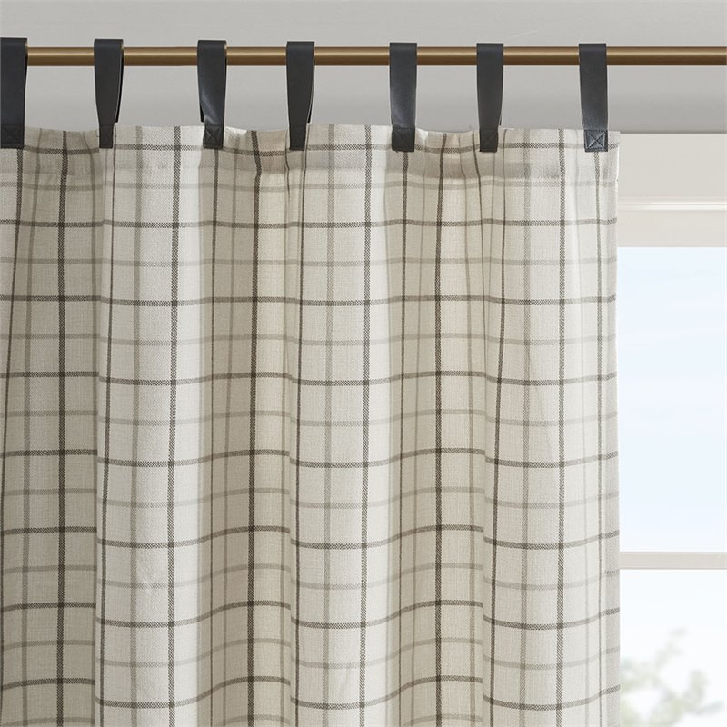 Pemberly Row Polyester Tab Top Panel with Fleece Lining in Natural