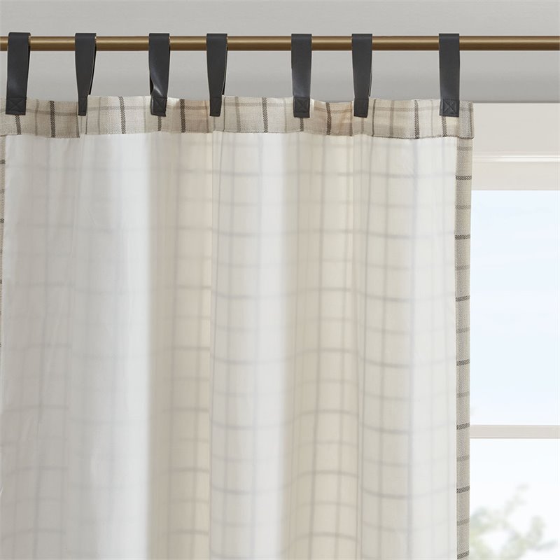 Pemberly Row Polyester Tab Top Panel with Fleece Lining in Natural