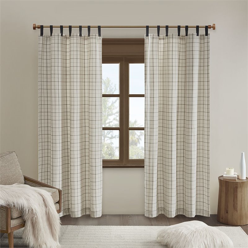 Pemberly Row Polyester Tab Top Panel with Fleece Lining in Natural