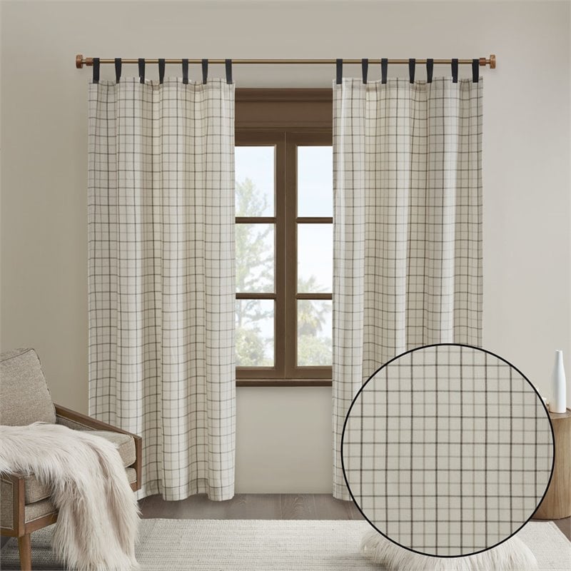 Pemberly Row Polyester Tab Top Panel with Fleece Lining in Natural