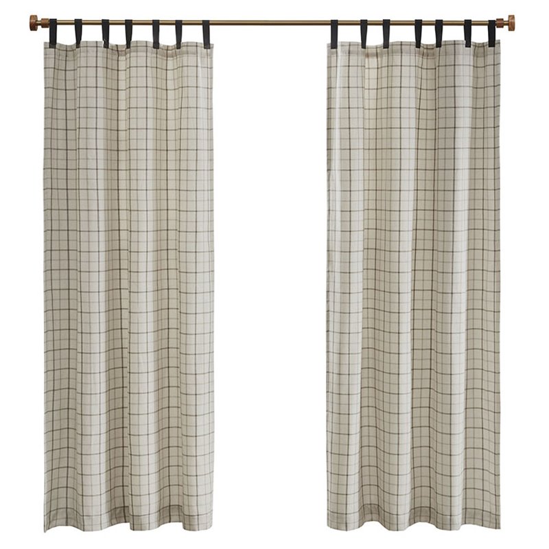Pemberly Row Polyester Tab Top Panel with Fleece Lining in Natural