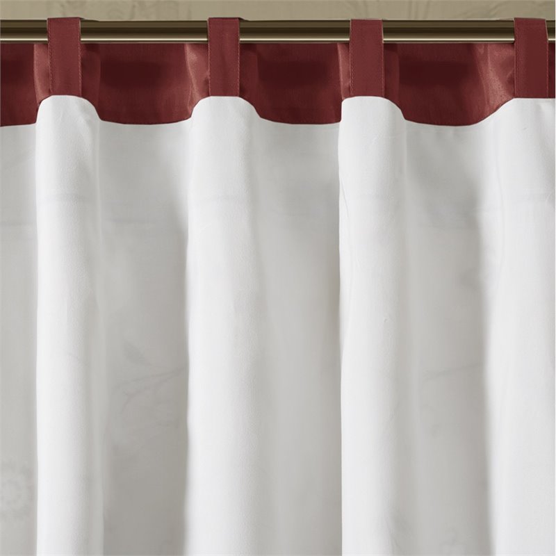 Pemberly Row Polyester Fabric Window Panel with Lining in Brown/Red