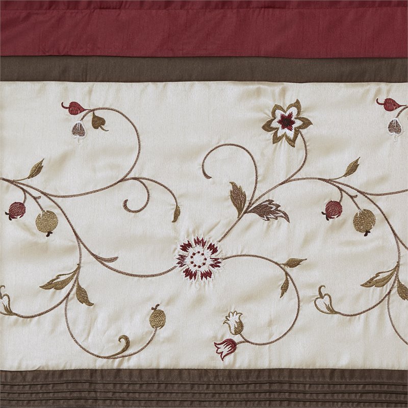 Pemberly Row Polyester Fabric Window Panel with Lining in Brown/Red