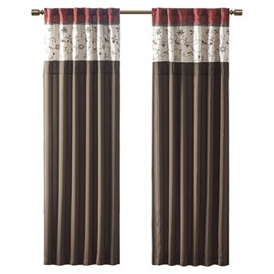 Pemberly Row Polyester Fabric Window Panel with Lining in Brown/Red