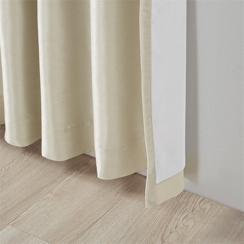Pemberly Row Polyester Faux Silk Twisted Tab Panel in Champagne Gold