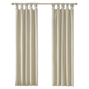 Pemberly Row Polyester Faux Silk Twisted Tab Panel in Champagne Gold