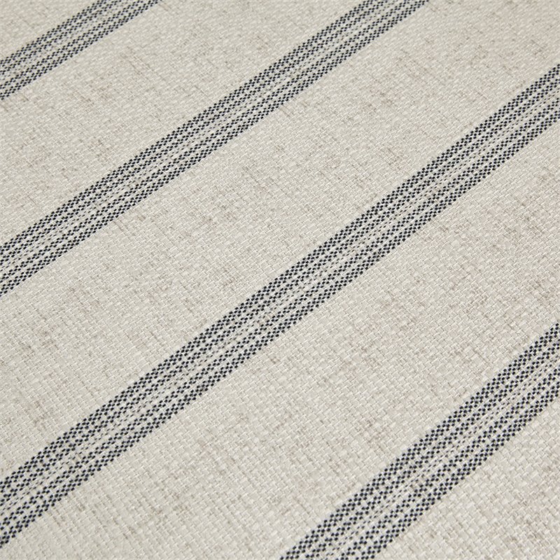 Pemberly Row Polyester Fabric and Wood Accent Ottoman in Natural