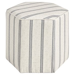 Pemberly Row Polyester Fabric and Wood Accent Ottoman in Natural