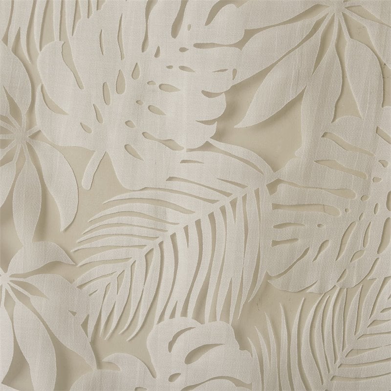Pemberly Row Polyester Fabric Palm Leaf Burnout Window Sheer in Natural