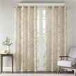 Pemberly Row Polyester Fabric Palm Leaf Burnout Window Sheer in Natural