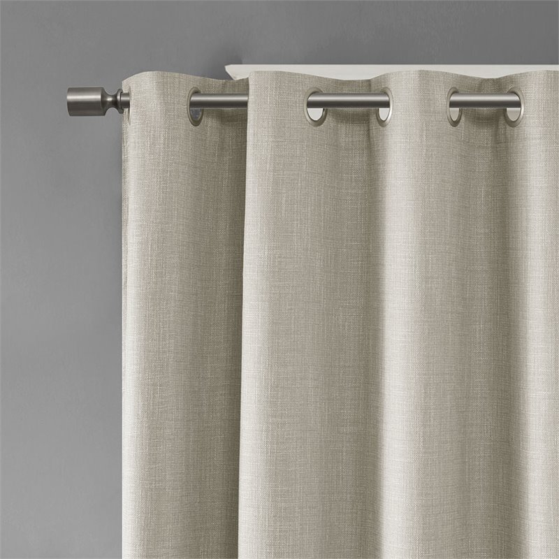 Pemberly Row Polyester Fabric Heathered Window Panel in Taupe Gray