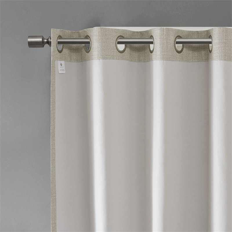 Pemberly Row Polyester Fabric Heathered Window Panel in Taupe Gray