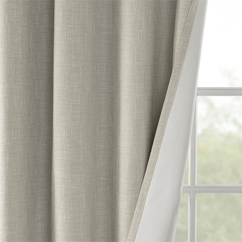 Pemberly Row Polyester Fabric Heathered Window Panel in Taupe Gray
