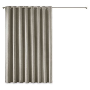 Pemberly Row Polyester Fabric Heathered Window Panel in Taupe Gray