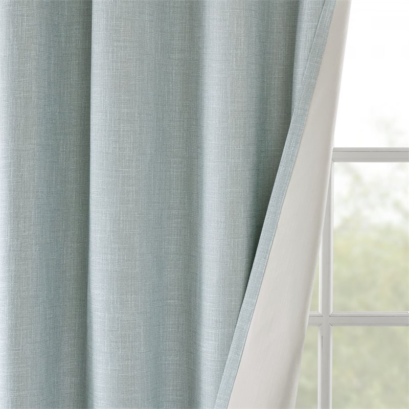 Pemberly Row Polyester Fabric Heathered Window Panel in Aqua Blue
