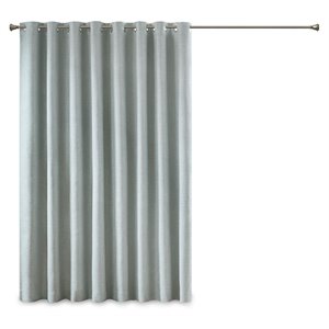 Pemberly Row Polyester Fabric Heathered Window Panel in Aqua Blue