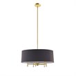 Pemberly Row Transitional Metal and Fabric Chandelier in Black/Gold