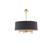 Pemberly Row Transitional Metal and Fabric Chandelier in Black/Gold