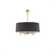 Pemberly Row Transitional Metal and Fabric Chandelier in Black/Gold