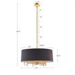Pemberly Row Transitional Metal and Fabric Chandelier in Black/Gold
