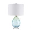 Pemberly Row Contemporary Glass and Cotton Table Lamp in Blue