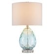 Pemberly Row Contemporary Glass and Cotton Table Lamp in Blue